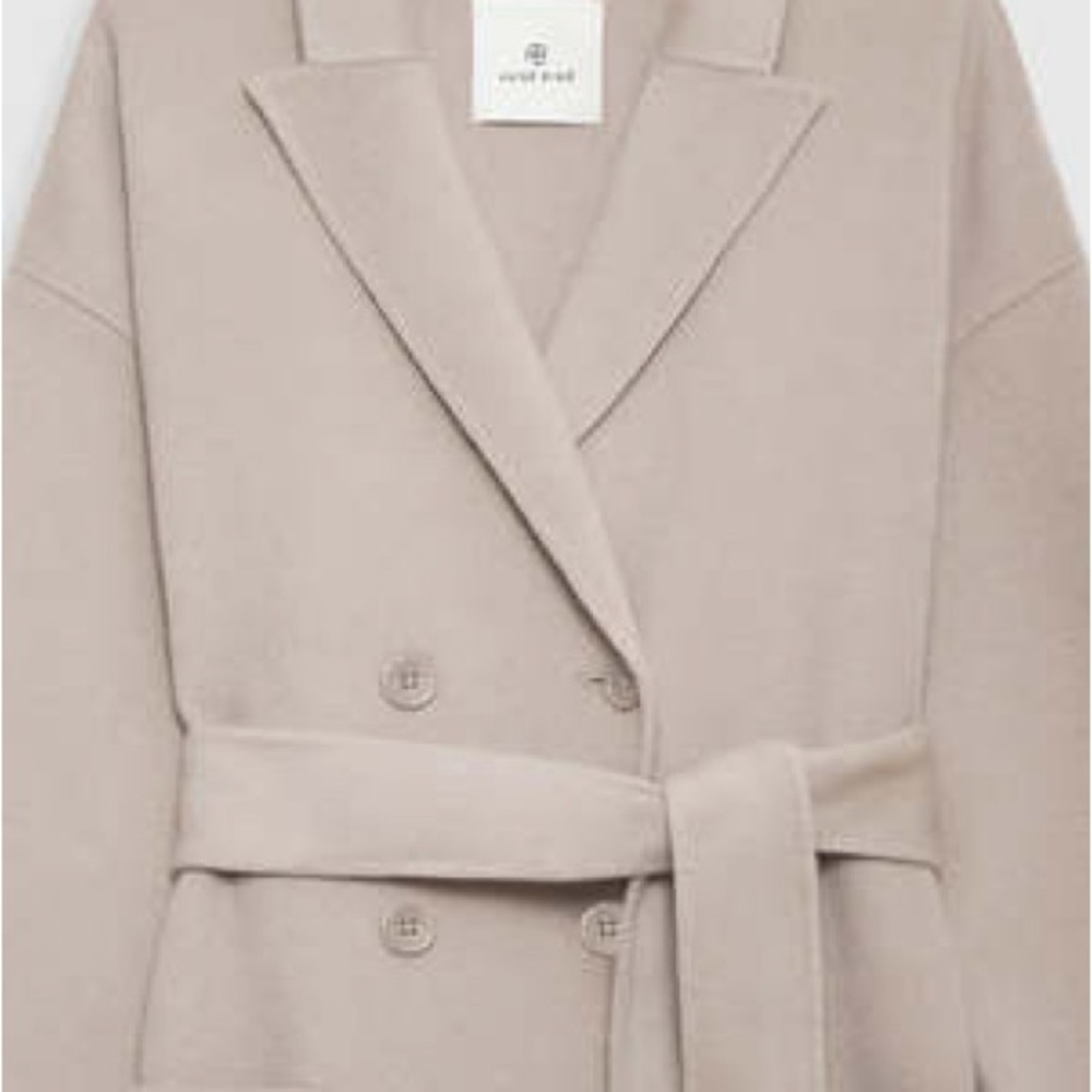 Anine Bing taupe wool cashmere Belted Coat - Picture 2 of 11